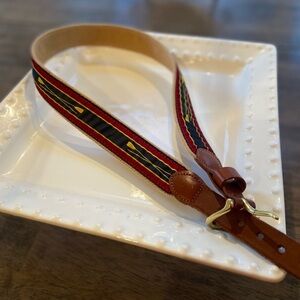 Leather Man Ltd Kids Belt Brass Buckle Nautical Motif- Khaki Navy LIKE NEW! 28W